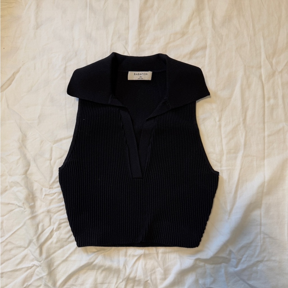 Aritzia Black Ribbed Sleeveless Top